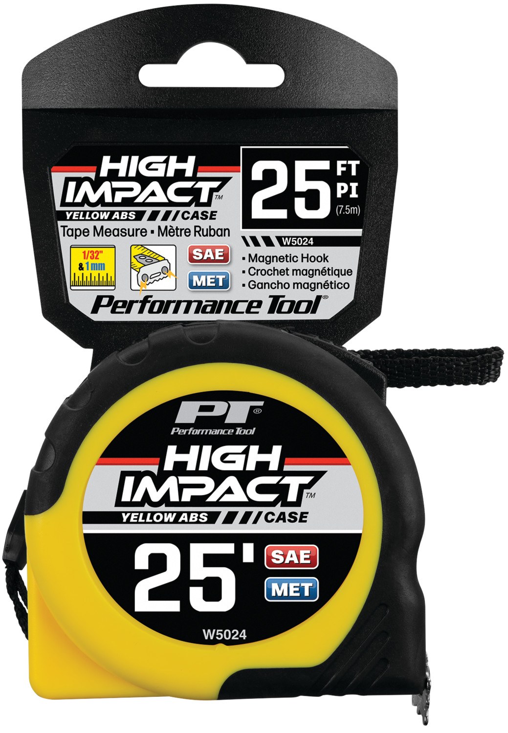 Performance Tool Tape Measure, Fast Measure ®, Nylon Coated Steel, 25 Foot Length X 1 Inch Width – W5024