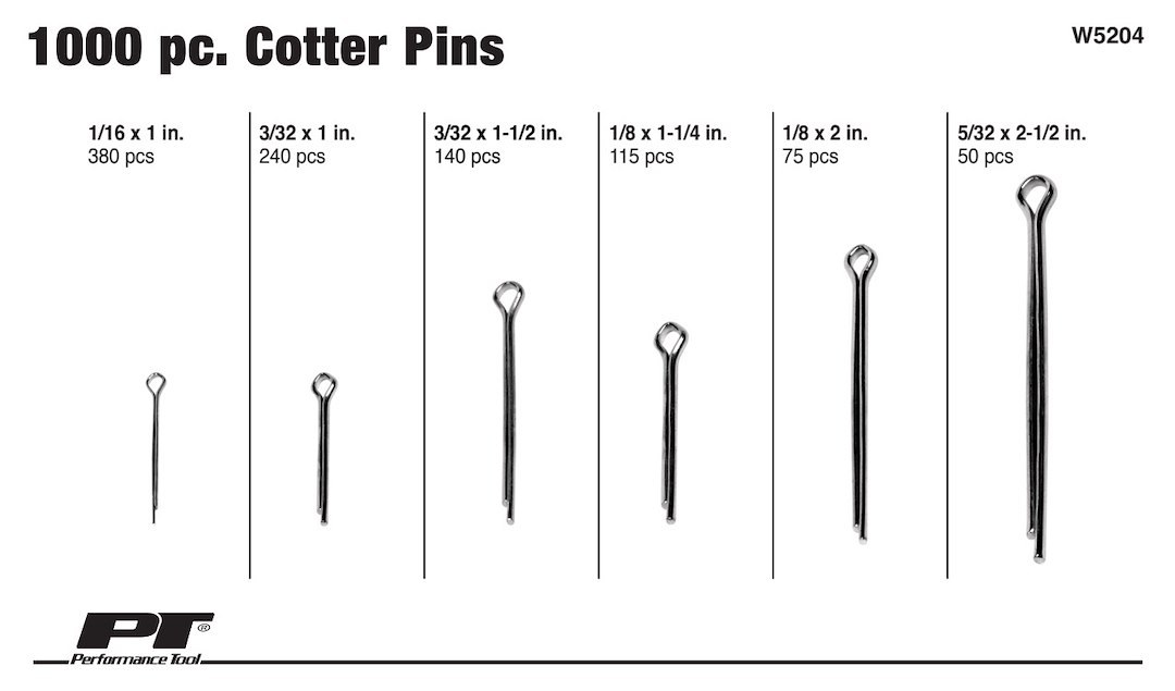 Performance Tool Cotter Pin Assortment, Steel – W5204