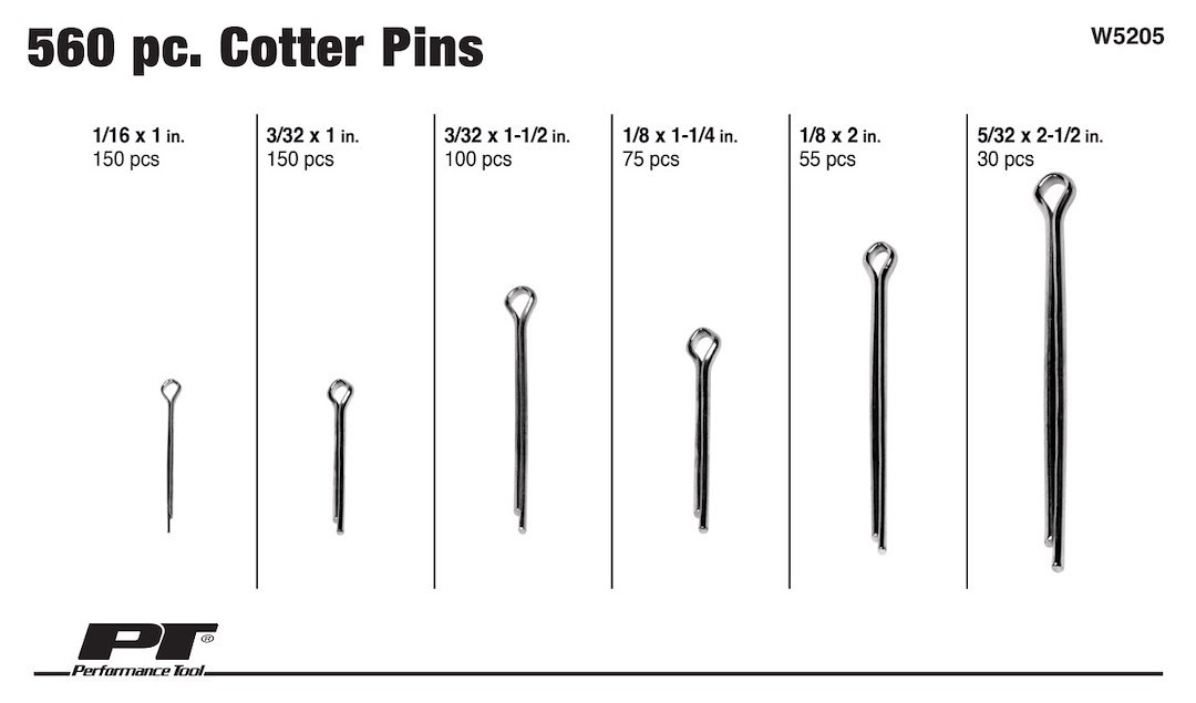 Performance Tool Cotter Pin Assortment, Steel – W5205