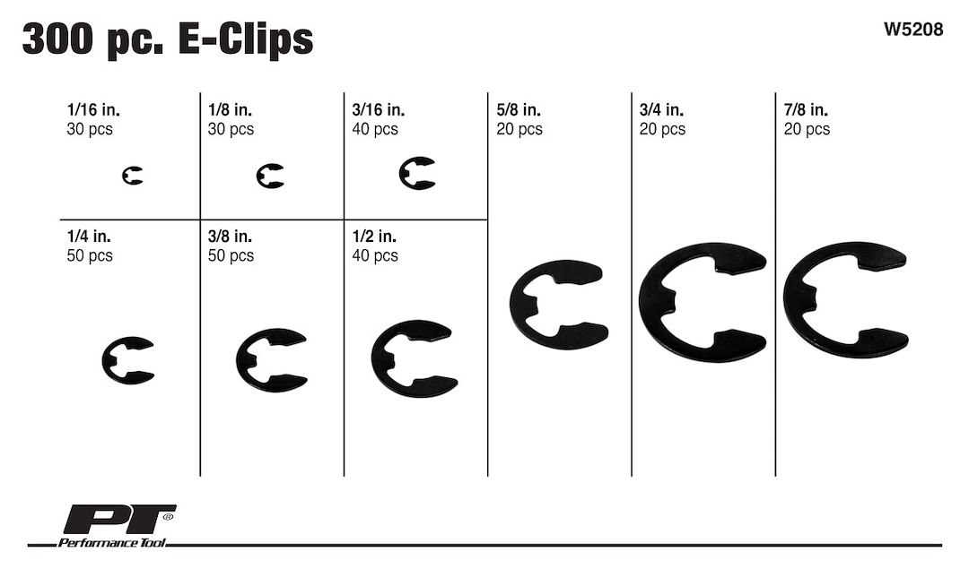 Performance Tool E-Clip Assortment, Steel – W5208