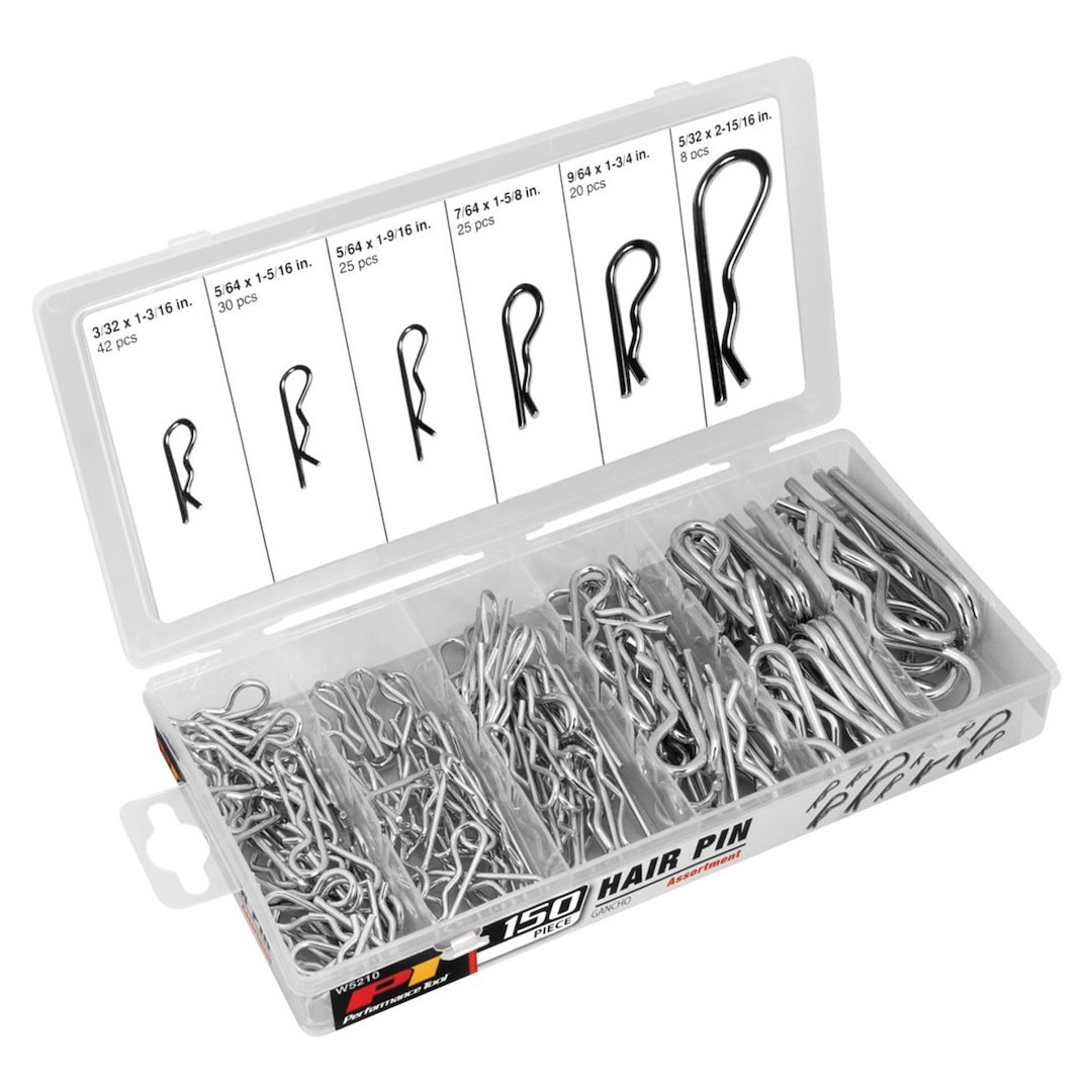 Performance Tool Hair Pin Clip Assortment, E-Clip Assortment, Carbon Steel – W5210