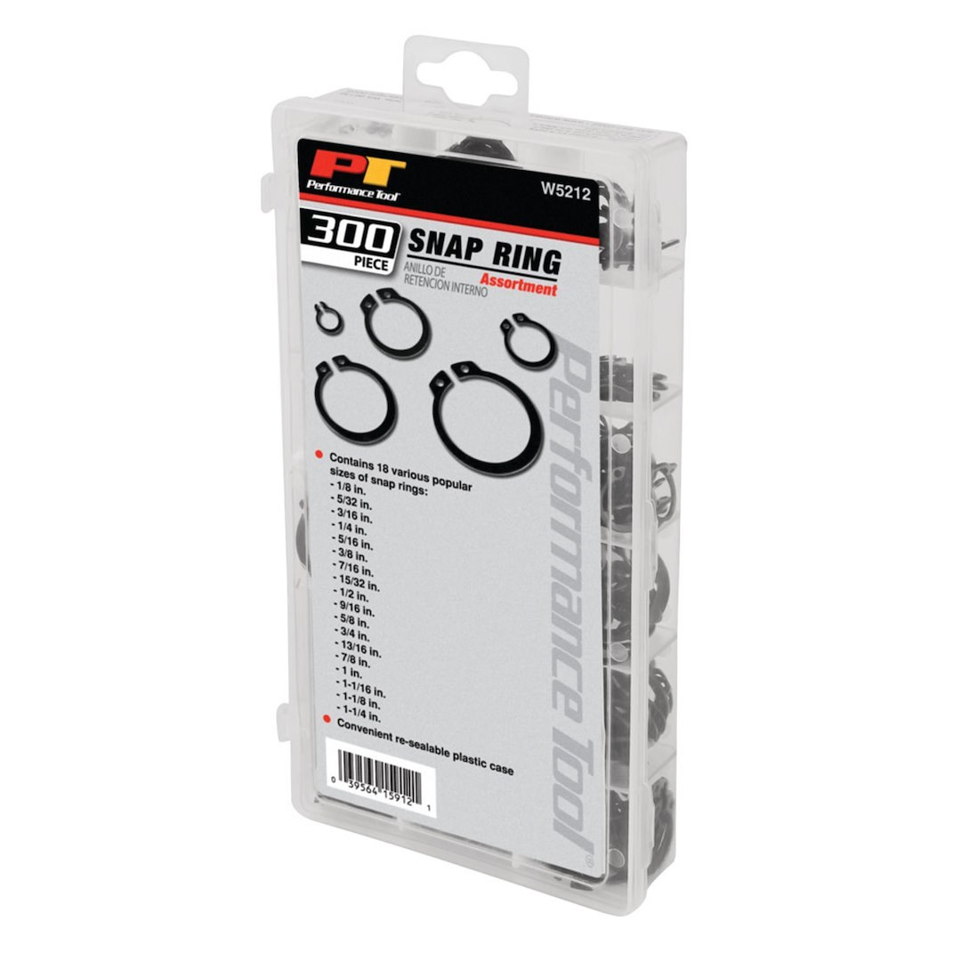 Performance Tool Multi Purpose Snap Ring Assortment, Steel – W5212