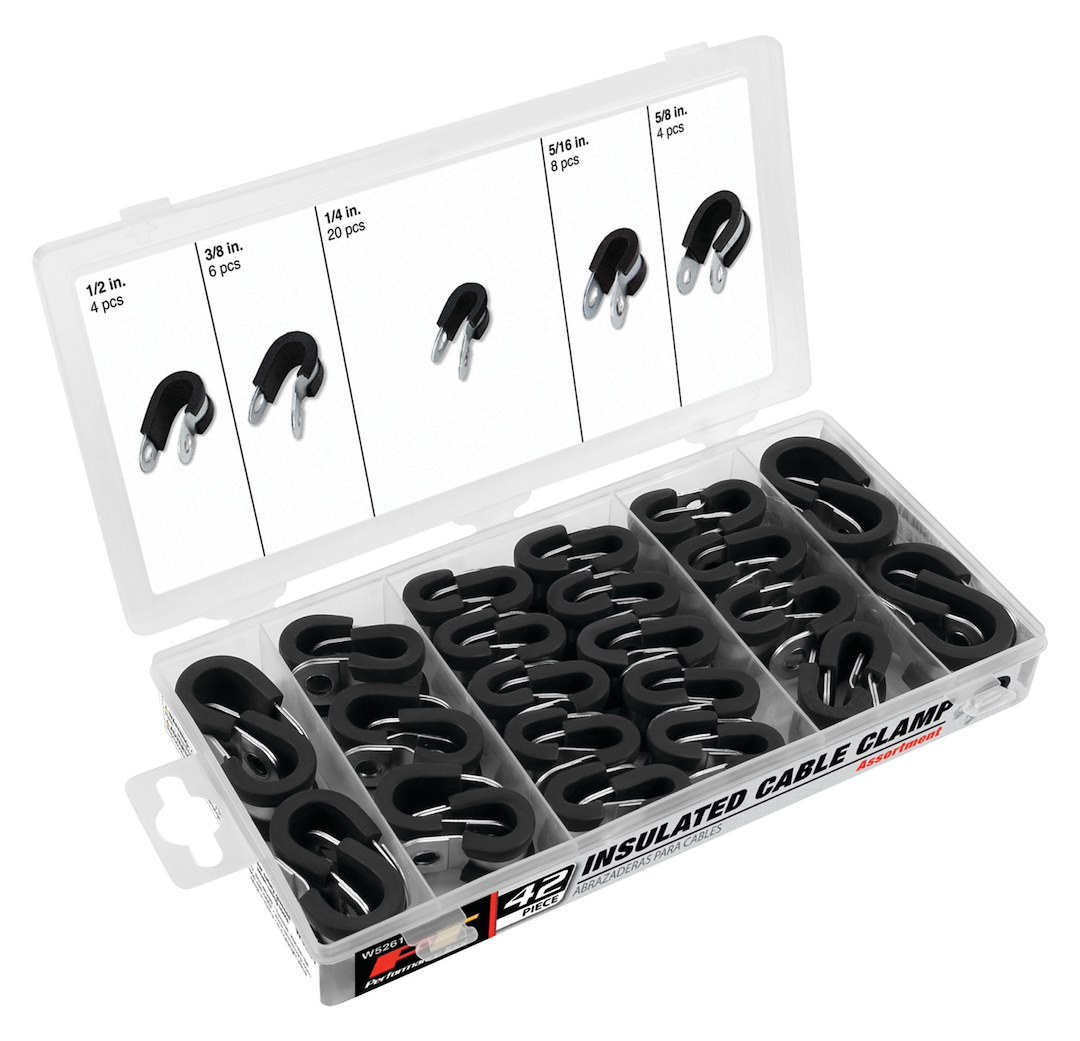 Performance Tool Cable Clamp, U-Shape Type, (20) 1/4 Inch/ (8) 5/16 Inch/ (6) 3/8 Inch/ (4) 1/2 Inch/ (4) 5/8 Inch – W5261