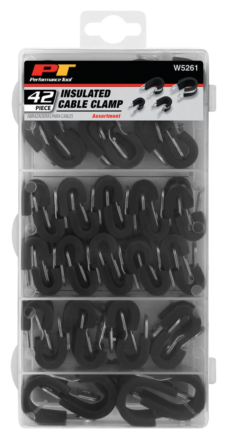 Performance Tool Cable Clamp, U-Shape Type, (20) 1/4 Inch/ (8) 5/16 Inch/ (6) 3/8 Inch/ (4) 1/2 Inch/ (4) 5/8 Inch – W5261