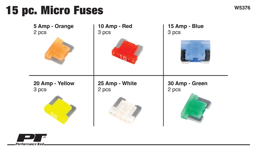Performance Tool Fuse Assortment, Micro Blade Fuse – W5376