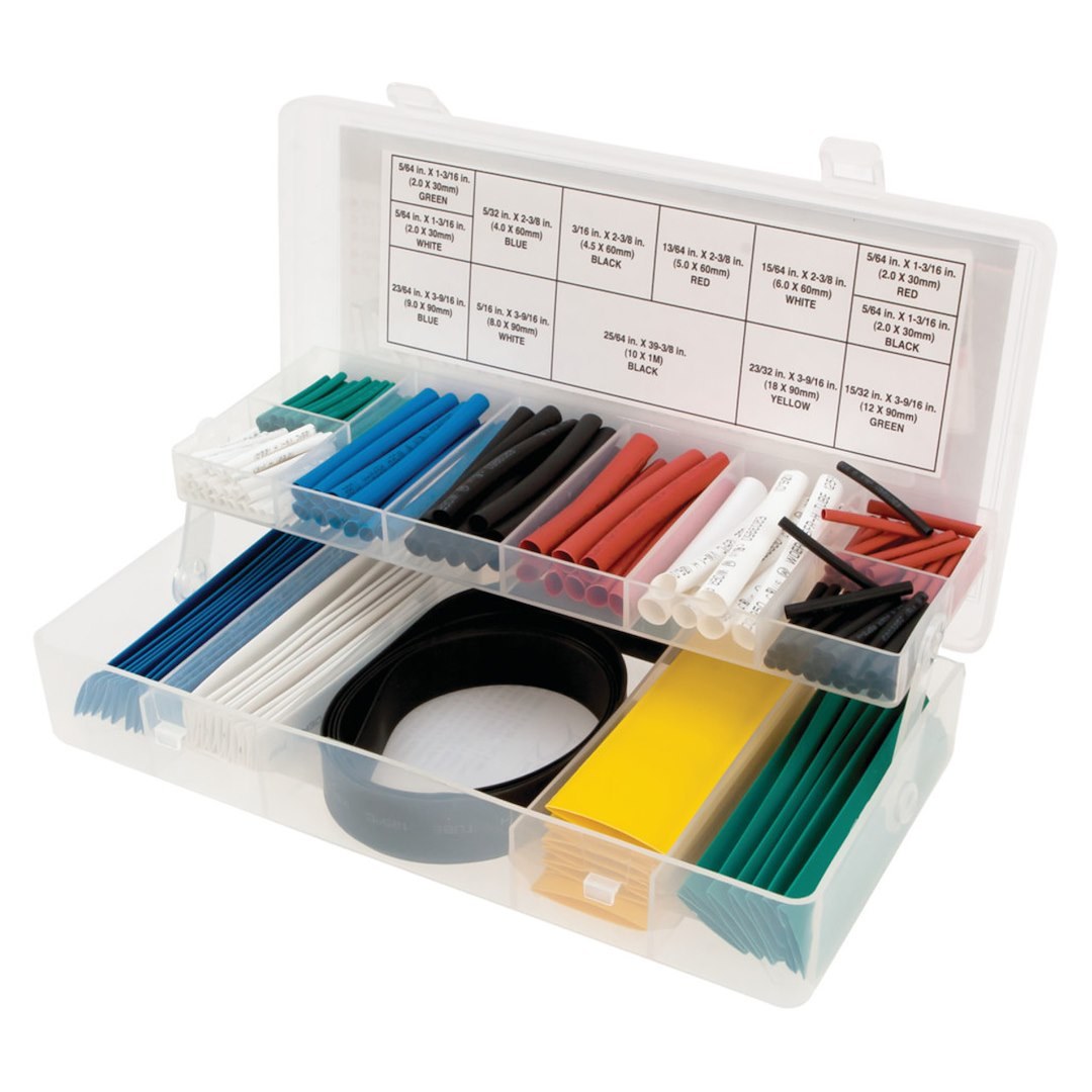 Performance Tool Heat Shrink Tubing Assortment, Polyolefin Tubing, With 1-3/16 to 39-3/8 Inch Length Tubes/ Two-Tier Folding Case – W540