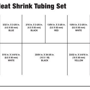 Performance Tool Heat Shrink Tubing Assortment, Polyolefin Tubing, With 1-3/16 to 39-3/8 Inch Length Tubes/ Two-Tier Folding Case – W540