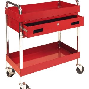 Performance Tool Tool Cart, 350 Pound Capacity, Red, Steel, 2 Trays, 1 Drawer, 4 Wheels – W54004