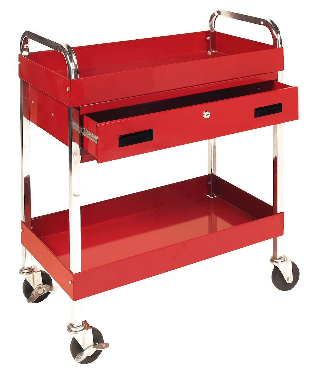 Performance Tool Tool Cart, 350 Pound Capacity, Red, Steel, 2 Trays, 1 Drawer, 4 Wheels – W54004