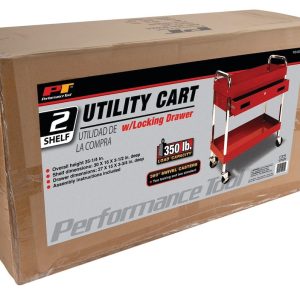 Performance Tool Tool Cart, 350 Pound Capacity, Red, Steel, 2 Trays, 1 Drawer, 4 Wheels – W54004