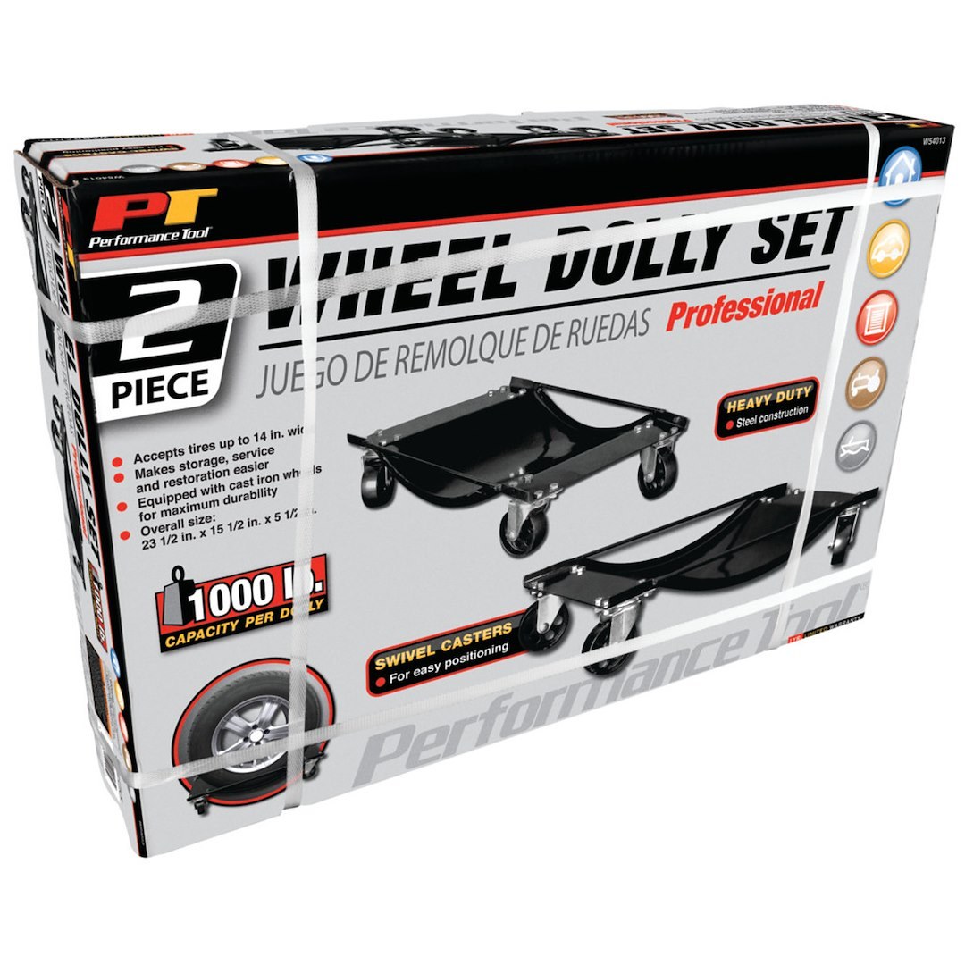 Performance Tool Wheel Dolly, Use to Move Vehicles IN Any Direction, 1000 Pound Capacity Per Dolly – W54013