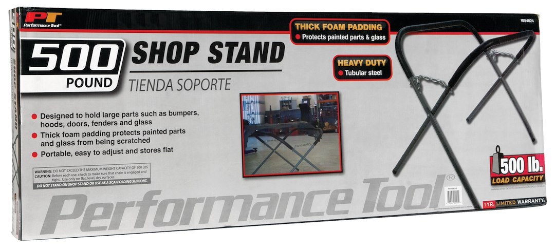 Performance Tool Work Stand, Use to Hold Large Parts Such as Bumpers/ Hoods/ Doors/ Fenders/ Glass, Adjustable, 500 Pound Capacity – W54024