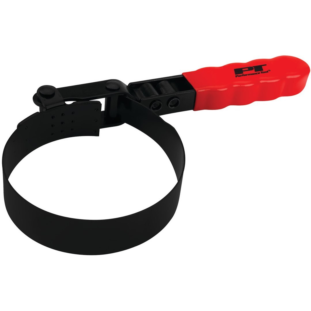 Performance Tool Oil Filter Wrench, Fits Spin on Type Filters, Band Type, 2-15/16 to 3-3/4 Inch Size, Vinyl Grip Handles – W54046