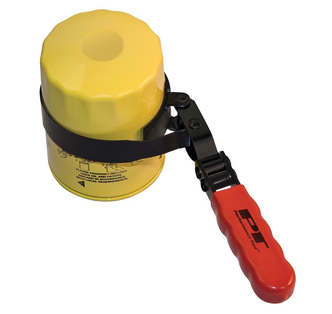 Performance Tool Oil Filter Wrench, Fits Spin on Type Filters, Band Type, 2-15/16 to 3-3/4 Inch Size, Vinyl Grip Handles – W54046