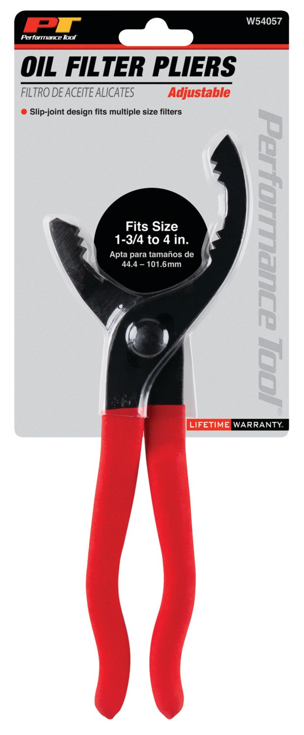 Performance Tool Pliers, Oil Filter, Small, Fits 1-3/4 to 4 Inch Diameter Filter – W54057