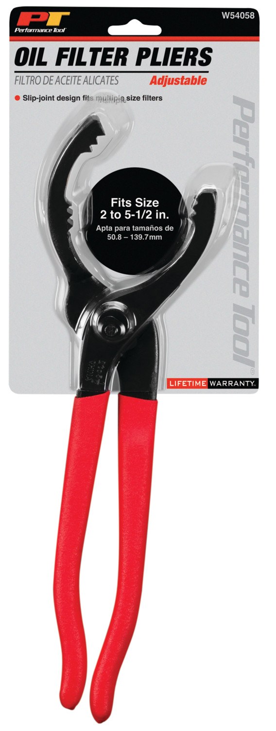 Performance Tool Pliers, Oil Filter, Large, Fits 2 to 5-1/2 Inch Diameter Filter – W54058