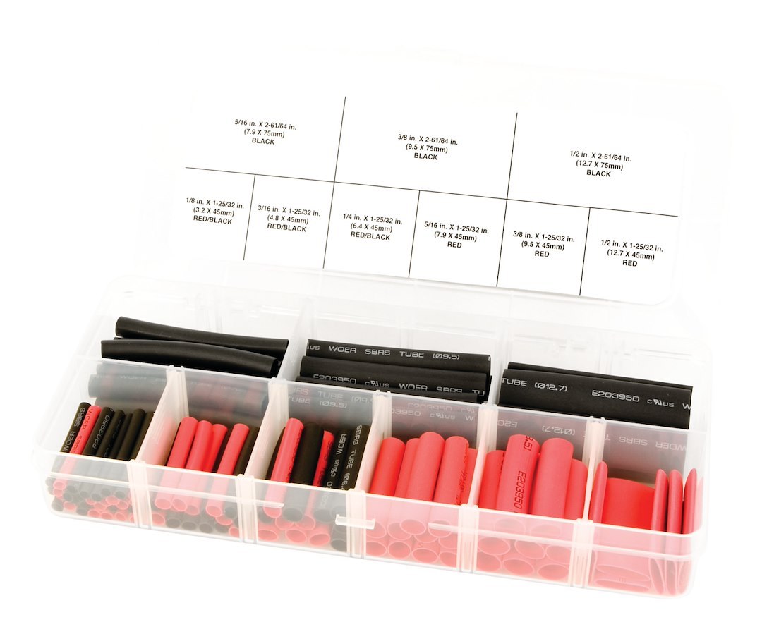 Performance Tool Heat Shrink Tubing Assortment, Polyolefin Tubing, With Storage Case, Total of 106 Pieces – W541