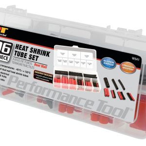 Performance Tool Heat Shrink Tubing Assortment, Polyolefin Tubing, With Storage Case, Total of 106 Pieces – W541