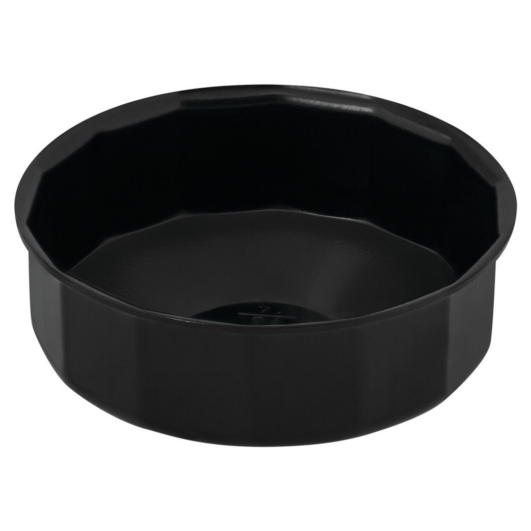 Performance Tool Oil Filter Wrench, Fits Multiple Brands of Oil Filters, Cap Type, 73 Millimeter Size, 3/8 Inch Drive, Black, Steel – W54108