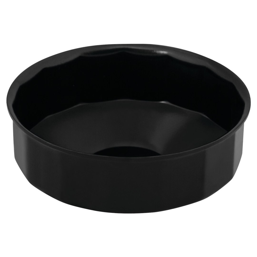 Performance Tool Oil Filter Wrench, Fits Multiple Brands of Oil Filters, Cap Type, 74 Millimeter Size, 3/8 Inch Drive, Black, Steel – W54112