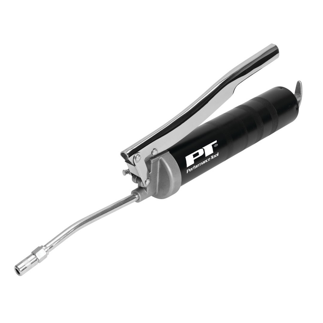 Performance Tool Grease Gun, Use with 14 Ounce Grease Cartridge, Chrome Plated Lever Action Arm, 10000 PSI Working Pressure – W54201