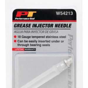 Performance Tool Grease Gun Adapter Needle, Use with Hand Operated Grease Guns, 18 Gauge Needle, Stainless Steel, With Protective Cover – W54213
