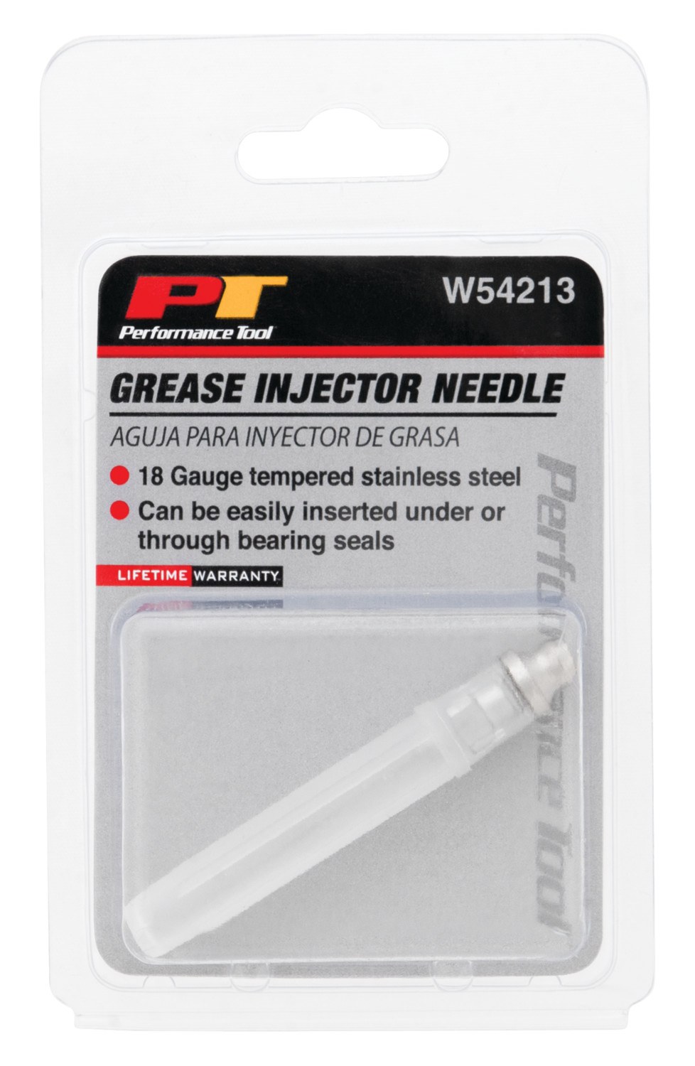 Performance Tool Grease Gun Adapter Needle, Use with Hand Operated Grease Guns, 18 Gauge Needle, Stainless Steel, With Protective Cover – W54213