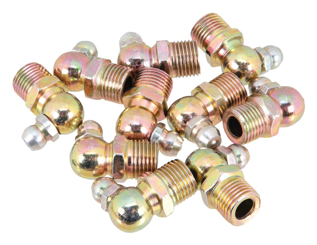 Performance Tool Grease Fitting, 1/8 Inch – 27 Thread 90 Degree, Set of 10 – W54243