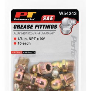 Performance Tool Grease Fitting, 1/8 Inch – 27 Thread 90 Degree, Set of 10 – W54243