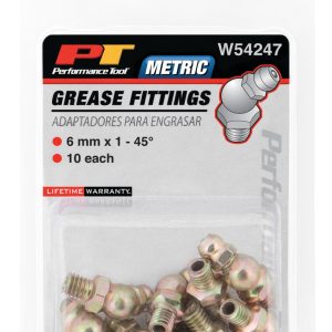 Performance Tool Grease Fitting, 6 Millimeter – 1 Thread 45 Degree, Set of 10 – W54247