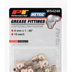 Performance Tool Grease Fitting, 6 Millimeter – 1 Thread 90 Degree, Set of 10 – W54248