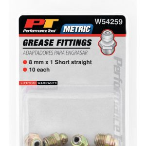 Performance Tool Grease Fitting, 8 Millimeter – 1 Thread Straight, Set of 10 – W54259