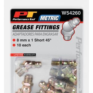 Performance Tool Grease Fitting, 8 Millimeter – 1 Thread 45 Degree, Set of 10 – W54260