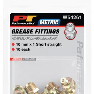 Performance Tool Grease Fitting, 8 Millimeter – 1 Thread 90 Degree, Set of 10 – W54261