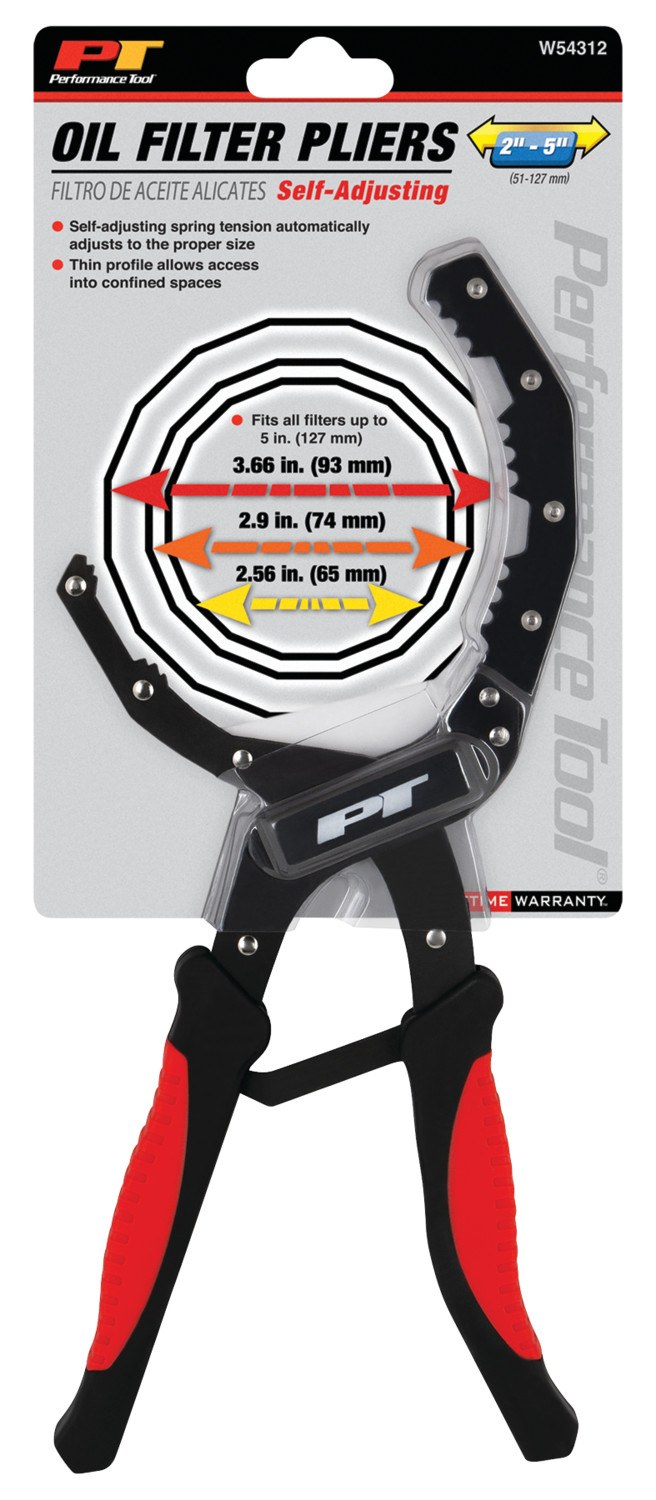 Performance Tool Pliers, Oil Filter, Fits 1-7/8 to 4 Inch Diameter Filter – W54312