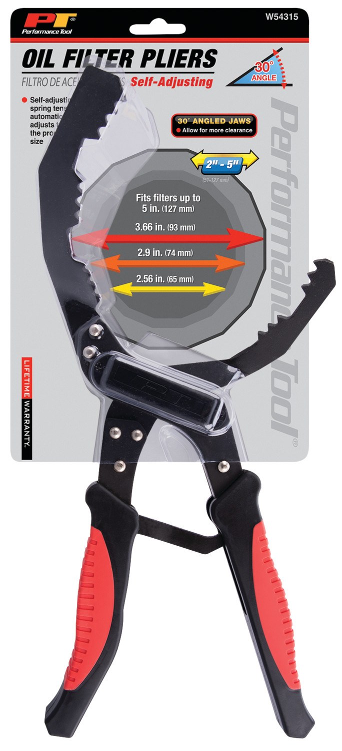 Performance Tool Pliers, 30 Degree Offset Angled Self-Adjusting, 2 to 2-1/2 Inch Capacity, Non-Reversible, With Automatic Return – W54315