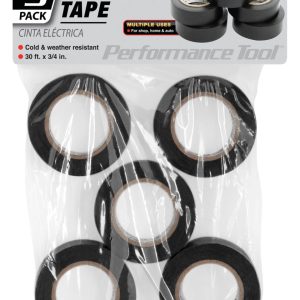 Performance Tool Electrical Tape, Used for Electrical Cable Insulation/ Electrical Wire Bundling, Roll, 3/4 Inch Width X 30 Foot Length, Black – W548