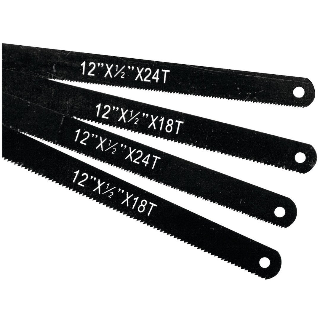 Performance Tool Saw Blade, Hack Saw, 12 Inch Length, Carbon Steel, 18 Teeth/ 24 Teeth, Set of 4 – W741C