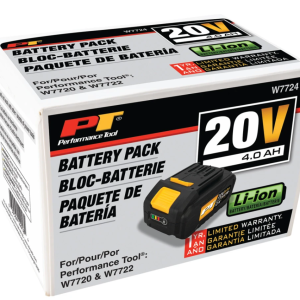 Performance Tool Power Tool Battery, For Performance Tool W7720 Impact Wrench and W7722 Hammer Drill, Lithium-Ion Battery, 20 Volt – W7724