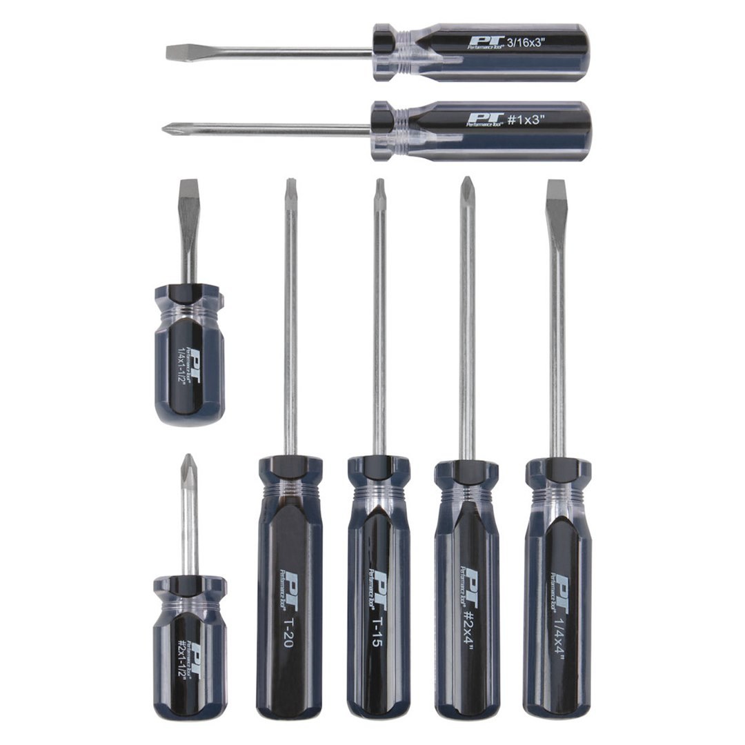 Performance Tool Screwdriver, Slotted/ Phillips/ Star, #1 X 3 Inch/ #2 X 1 1/2 Inch/ #2 X 4 Inch Phillips – W80008