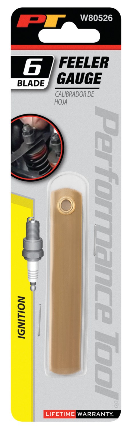 Performance Tool Feeler Gauge, 6 Blades/ 0.006 to 0.016 Inch and 0.152 to 0.406 Millimeter, Brass – W80526