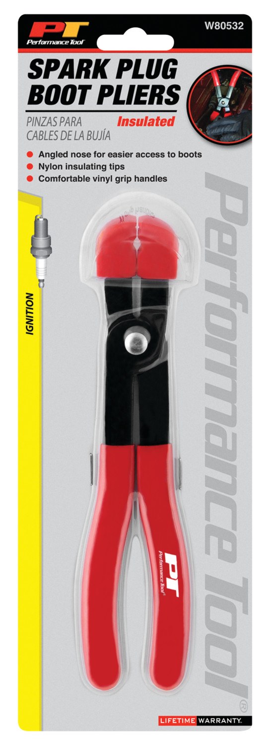 Performance Tool Spark Plug Boot Removal Tool, Angled Shaft, Vinyl Grip Handle, Nylon Insulating Tips – W80532