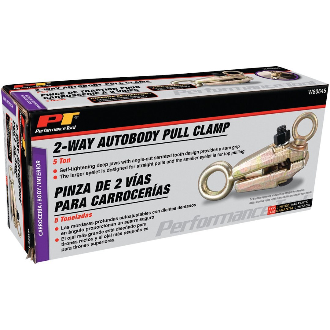 Performance Tool Dent Puller, 2-WAY Pull Clamp, 5 Ton Max Straight Pull Force/ 3 Ton Max Top Pull Force, 8.3 Inch Length, 1.8 Inch Width – W80545