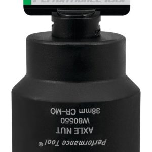 Performance Tool Socket, 1/2 Inch Drive, 38 Millimeter, Metric, Front Wheel Drive Axle Nut Socket, Black, Chrome Moly Steel, Single – W80550