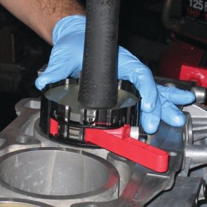 Performance Tool Piston Ring Compressor, Adjustable, 3 Inch to 5 Inch Pistons, Red/ Black – W80574