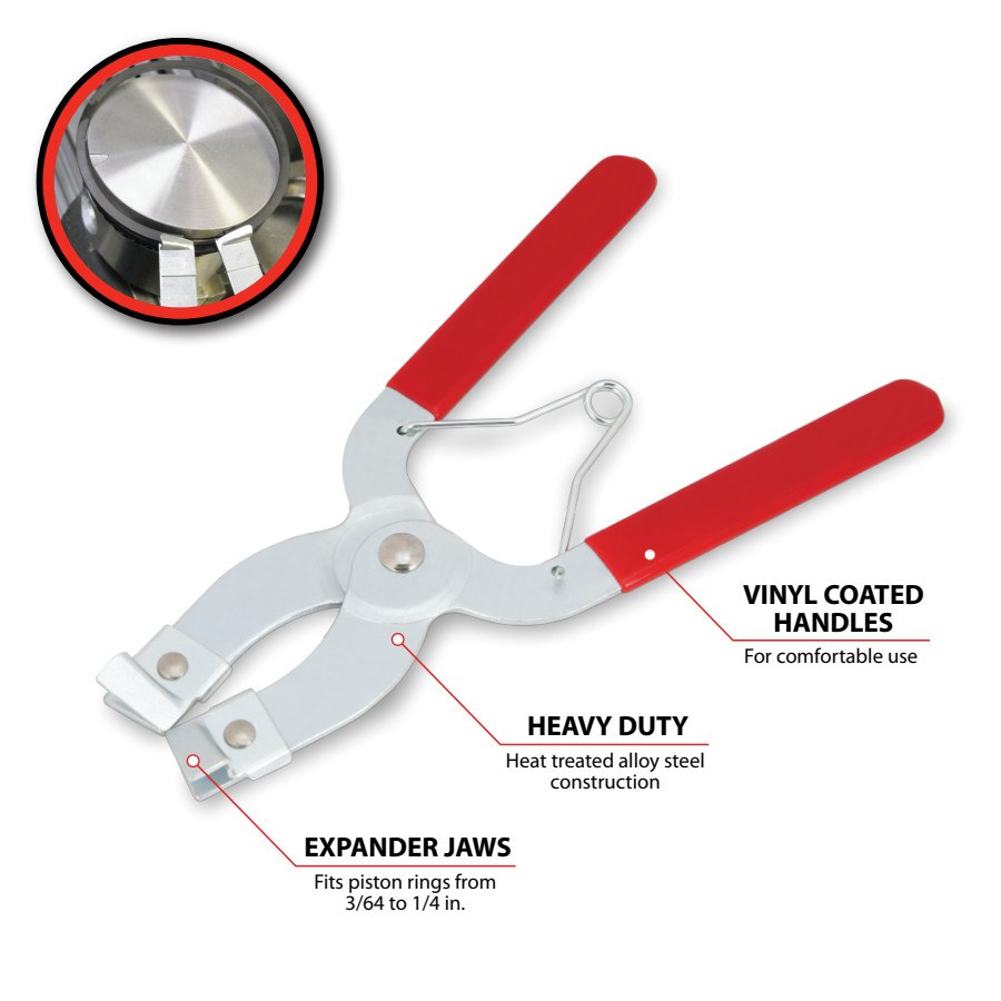 Performance Tool Piston Ring Expander, Use to Installs and Removes 3/64 Inch Through 1/4 Inch Piston Rings, Vinyl Grip Handle – W80575