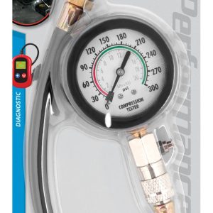 Performance Tool Compression Tester, 0 to 300 PSI Pressure Range, 11 Inch Rubber Hose Length – W80579