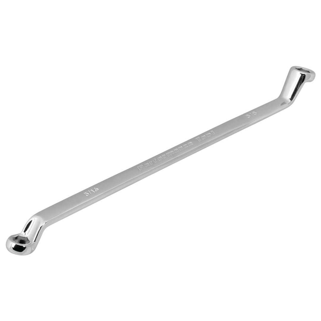 Performance Tool Wrench, Offset Brake Bleeder Wrench, 5/16 X 3/8 Inch Size, Chrome Plated, Chrome Vanadium Steel, Single – W80617