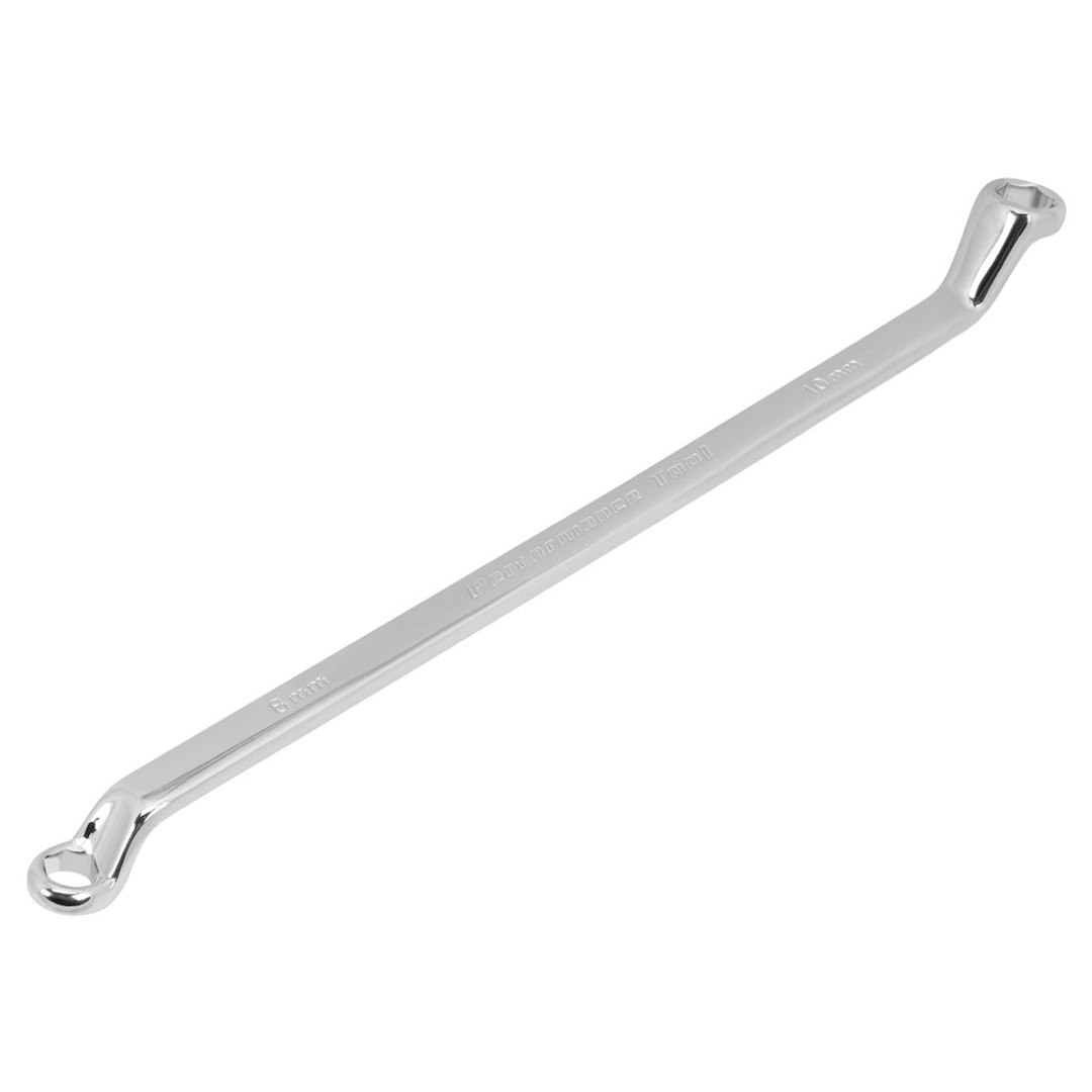 Performance Tool Wrench, Offset Brake Bleeder Wrench, 8 X 10 Millimeter Size, Chrome Plated, Chrome Vanadium Steel, Single – W80620