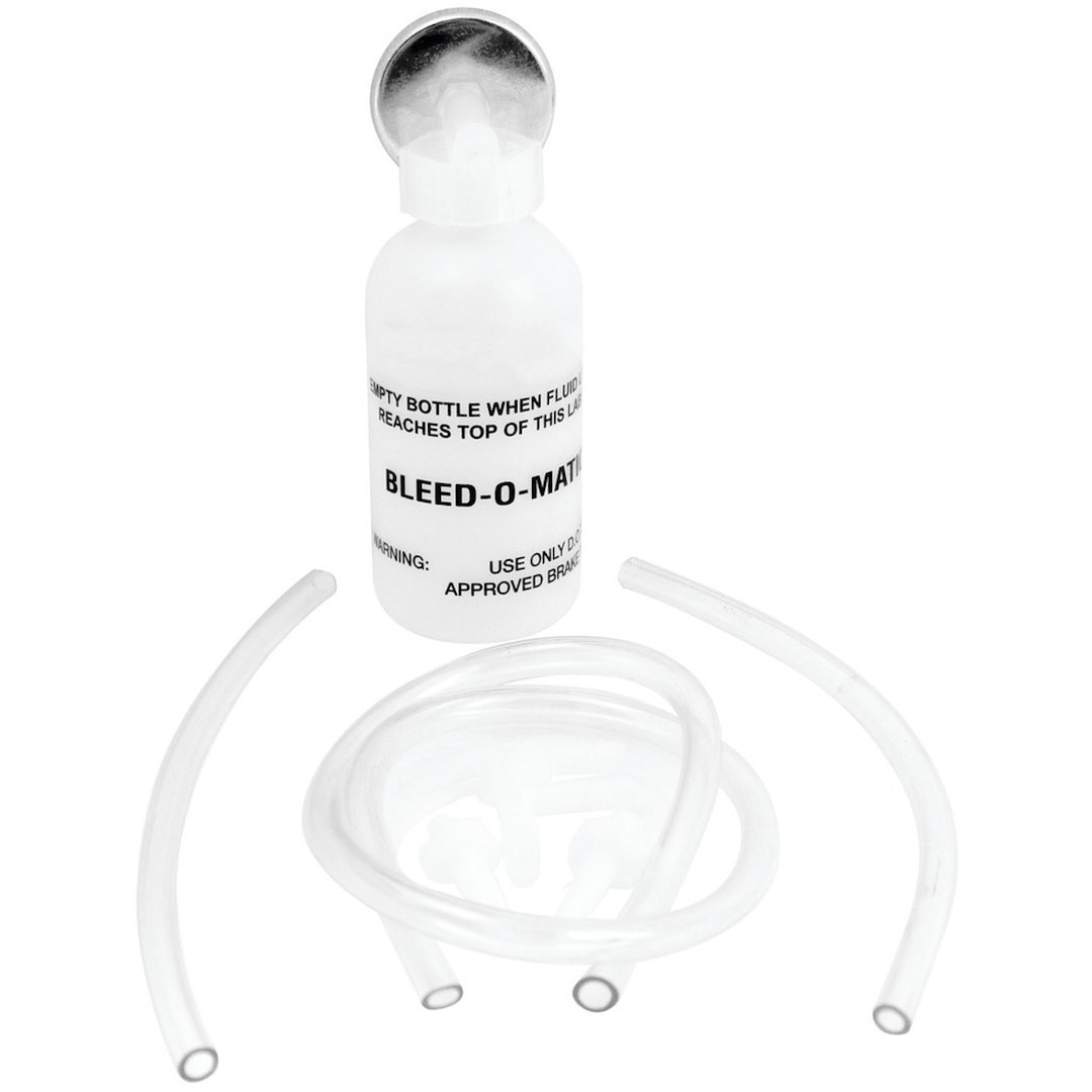 Performance Tool Brake Bleeder, Universal Allows One Person to Bleed the Brake System, White, With Collection Bottle/ 3 Hoses/ 4 Adapters – W80625